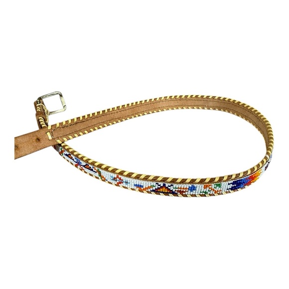 Accessories - Colorful Beaded Leather Belt